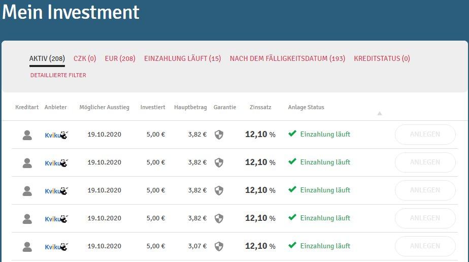 Bondster - Meine Investitionen Beispiel